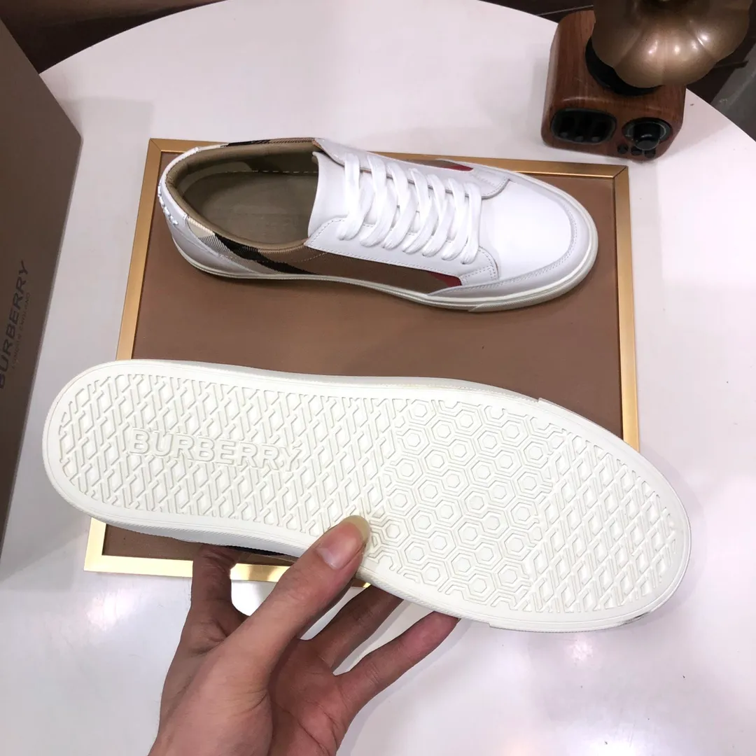Men's shoes 💰480💰 [Burberry] (cowhide lining) classic low-top sneakers｜Imported cowhide with classic plaid fabric｜Cowhide lining｜Original outsole｜Fine workmanship and comfortable to wear Size: 38-44 (customized at 45)